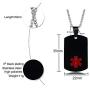 Mens Stainless Steel Medical Alert Blood THINNER Dog Tag Pendant Necklace Black,Men Jewelry Gift
