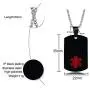 Mens Stainless Steel Medical Alert Blood THINNER Dog Tag Pendant Necklace Black,Men Jewelry Gift