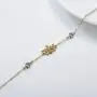 Rikelus 14K Real Yellow Gold Crown Bracelet with Sea Blue 5A Cubic Zircon,Romantic Jewelry for Women Girls Gift for Christmas Birthday,Chain Length 7 + 2 Extension