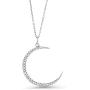 Gem Stone King 925 Sterling Silver Half Moon and Stars Pendant Necklace For Women with CZ Charm and Adjustable Chain Length 16 Inch - 18 Inch