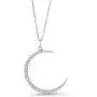 Gem Stone King 925 Sterling Silver Half Moon and Stars Pendant Necklace For Women with CZ Charm and Adjustable Chain Length 16 Inch - 18 Inch Gem Stone King 925 Sterling Silver Half Moon and Stars Pendant Necklace For Women with CZ Charm and Adjustable Chain Length 16 Inch - 18 Inch