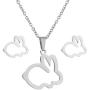 Lovely Hollow Bunny Rabbit Stud Earrings Necklace Sets Jewelry for Women Birthday Gift