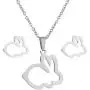 Lovely Hollow Bunny Rabbit Stud Earrings Necklace Sets Jewelry for Women Birthday Gift