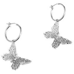 SEVENSTONE Butterfly Necklace Earrings Set Chain Necklace Charm Huggie Hoop Cute Earrings Dainty Butterfly Jewelry for Women Girls