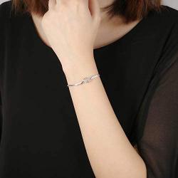 Adjustable Bracelets for Women White Gold Plated Jewelry Bracelets for Teen Girls with Gift Box
