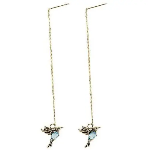 Hummingbird Bird Tassel Chain Stud Earrings Threader Birds Crystal Long Tassel Drop Dangle Earrings for Women Girls Jewelry Gifts
