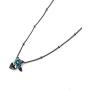 Thaya 925 Sterling Silver Blue Rose Flower Pendant Necklace Blue Crystal Choker Necklace Black Handmade Dainty Pendant Charm Necklace for Girl Jewelry for Summer 