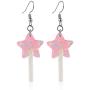 5 Pairs Cute Resin Star-shaped Lollipop Drop Earring Handmade Candy Color Simulation Food Dangle Earring
