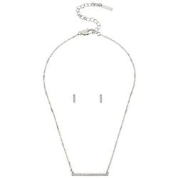 Pave Bar Pendant Necklace & Stud Earrings Set
