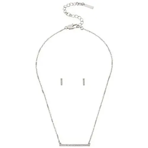 Pave Bar Pendant Necklace & Stud Earrings Set Pave Bar Pendant Necklace & Stud Earrings Set