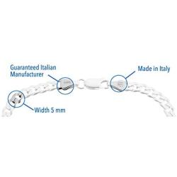 Quadri - Cuban Link Chain in Sterling Silver Solid Italian Jewelry 5mm Diamond Cut Necklace for Men Women Boys Girls - 16 to 30 Inch - 925 Made in Italy Premium Quality - Gift Box Included