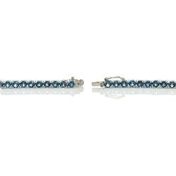 Ice Gems Sterling Silver London Blue Topaz 4mm Round Tennis Bracelet