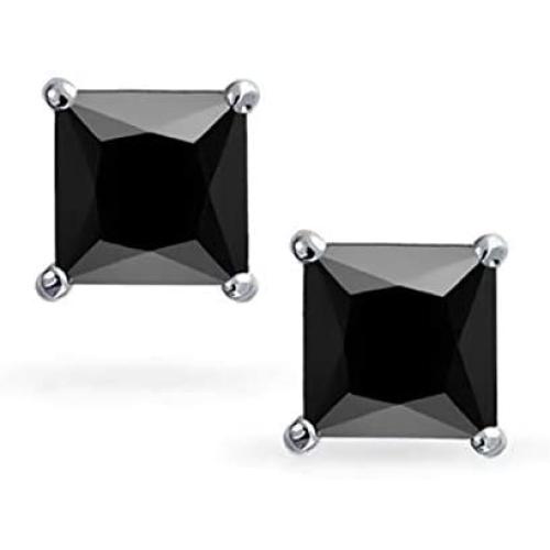 JiangXin Solitaire Gemstone 925 Sterling Silver Platinum Plated Stud Earrings Fine Jewelry for Girls Women