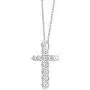 Classic Cross Pendant Necklace with Natural Round Diamonds Set in 925 Sterling Silver with 18 Inch Silver Cable Chain Classic Cross Pendant Necklace with Natural Round Diamonds Set in 925 Sterling Silver with 18 Inch Silver Cable Chain