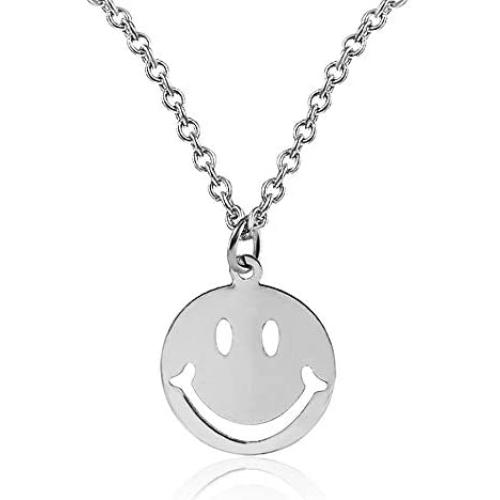 Cute Round Smile Face Pendant Hollow Clavicle Chain Expression Happy Necklace