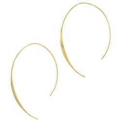 Columbus 14K Gold or Rhodium Plated Upside Down Open Hoop Earrings - Lightweight Hypoallergenic Wire Dangle Drop Threader Earrings