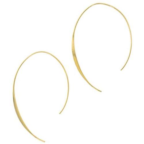 Columbus 14K Gold or Rhodium Plated Upside Down Open Hoop Earrings - Lightweight Hypoallergenic Wire Dangle Drop Threader Earrings