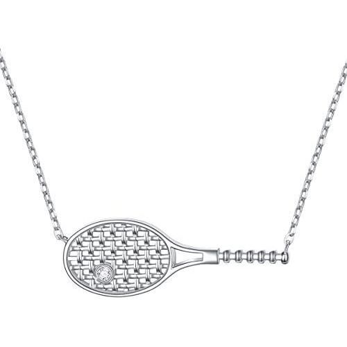 S925 Sterling Silver Jewelry Tennis Racket Pendant Necklace Gift for Tennis Sports lover 18 inches to 20 inches