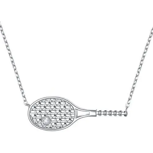 S925 Sterling Silver Jewelry Tennis Racket Pendant Necklace Gift for Tennis Sports lover 18 inches to 20 inches
