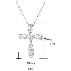 FANCIME White Gold Plated 925 Solid Sterling Silver CZ Cubic Zirconia Twisted Cross Infinity Open Loop Crucifix Princess Pendant Necklace For Women Girls, 16'' + 2'' Extender