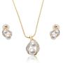 CENWA Water Drop Earring Necklace Set Water Drop Pearl Golden Zirconia Jewelry Bride Wedding Jewelry Maid of Honor Bridesmaid Wedding Gift