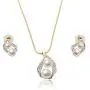 CENWA Water Drop Earring Necklace Set Water Drop Pearl Golden Zirconia Jewelry Bride Wedding Jewelry Maid of Honor Bridesmaid Wedding Gift