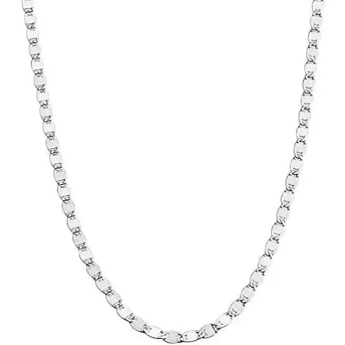 Miabella 925 Sterling Silver Italian Sparkle Mirror Link Chain Necklace for Women Teen Girls 16'', 18'', 20'', 22'', 24”, 26'' & 30'' Inch