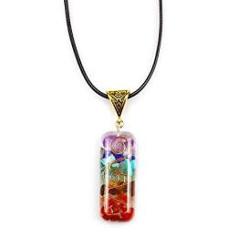 ARZASGO 7 Chakra Stones Necklace Healing Crystal Pendant Orgone Energy Adjustable Necklace Jewelry Gift for EMF Protection Anxiety Spiritual Healing