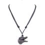 BlueRica Gator Head Pendant on Adjustable Black Rope Cord Necklace (Old Silver)