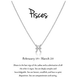 Zealmer Women White Gold Plated Pendant 12 Zodiac Necklace