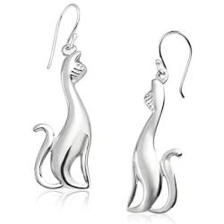 Big Apple Hoops - High Polish Sterling Silver Big Hollow Cat Drop Dangle Lightweight Earrings Made from Genuine Solid 925 Sterling Silver Special Fashion Gifts for Men, Teens, Women