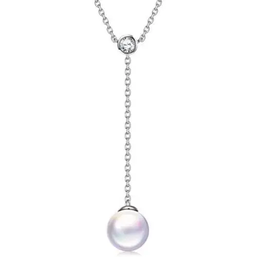 J.LUNA The Countess, Necklace Gifts for Mom Crystal White Pearl Sterling Silver Y Necklace for Women Jewelry with Cubic Zirconia Hypoallergenic Material with Gift Box, Christmas Birthday Gifts J.LUNA The Countess, Necklace Gifts for Mom Crystal White Pearl Sterling Silver Y Necklace for Women Jewelry with Cubic Zirconia Hypoallergenic Material with Gift Box, Christmas Birthday Gifts