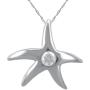 Star Shaped Necklace in Sterling Silver and Natural diamonds (CTTW 0.10, Color H-I, Clarity I2 I3) with Chain for Women and Girls