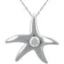 Star Shaped Necklace in Sterling Silver and Natural diamonds (CTTW 0.10, Color H-I, Clarity I2 I3) with Chain for Women and Girls