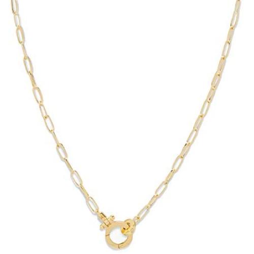 gorjana Womens Parker Mini Paperclip Link Chain Necklace, 18K Gold Plated, Chunky Clasp