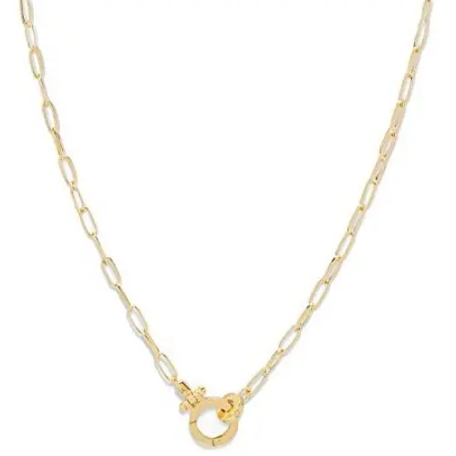 gorjana Womens Parker Mini Paperclip Link Chain Necklace, 18K Gold Plated, Chunky Clasp gorjana Womens Parker Mini Paperclip Link Chain Necklace, 18K Gold Plated, Chunky Clasp