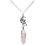 Jovivi Silver Fairy/Flower Rose Quartz Crystal Gemstone Hexagonal Healing Point Chakra Pendant Necklace 24''
