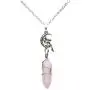 Jovivi Silver Fairy/Flower Rose Quartz Crystal Gemstone Hexagonal Healing Point Chakra Pendant Necklace 24'' Jovivi Silver Fairy/Flower Rose Quartz Crystal Gemstone Hexagonal Healing Point Chakra Pendant Necklace 24''