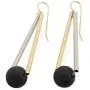 NIEVOS JEWELRY Gold Plated Earring 24k Gold Plated And 925 Geometric Earring With Black Ball Bead. Geometric Style Gift Jewelry Handmade For Her Designer Made By Women Love NIEVOS JEWELRY Gold Plated Earring 24k Gold Plated And 925 Geometric Earring With Black Ball Bead. Geometric Style Gift Jewelry Handmade For Her Designer Made By Women Love