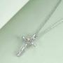 UCADRIT Cross with Rose Necklace 925 Sterling Silver with Simulated Birthstone Cross Jewelry for Women