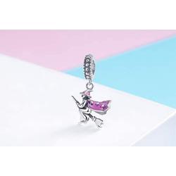 Lorrifal 925 Sterling Silver Halloween Dangle Charm Bead Jewelry Pendant Necklace Fit Pandora Bracelet for Women Teen Girls Gift