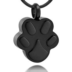 LYFML Paw Print Cremation Jewelry Urn Memorial Ashes Necklace, Keepsake Pendant Made of Titanium Steel, Come with Filling Kit