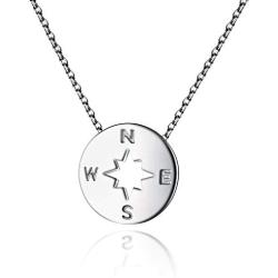 Graduation Gift S925 Sterling Silver Dainty Compass Friendship Necklace For Women