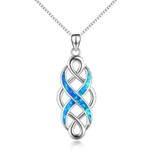 YFN Irish Celtic Knot Created Opal Pendant Necklace Infinity Love Sterling Silver CZ Jewelry 18'' YFN Irish Celtic Knot Created Opal Pendant Necklace Infinity Love Sterling Silver CZ Jewelry 18''