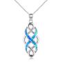 YFN Irish Celtic Knot Created Opal Pendant Necklace Infinity Love Sterling Silver CZ Jewelry 18''