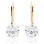 Quality Jewels 14k Gold Earrings, Yellow Gold Dangle Earrings with Round Cubic Zirconia Stone and Easy-to-Use Secure Leverback Clasp
