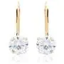 Quality Jewels 14k Gold Earrings, Yellow Gold Dangle Earrings with Round Cubic Zirconia Stone and Easy-to-Use Secure Leverback Clasp Quality Jewels 14k Gold Earrings, Yellow Gold Dangle Earrings with Round Cubic Zirconia Stone and Easy-to-Use Secure Leverback Clasp