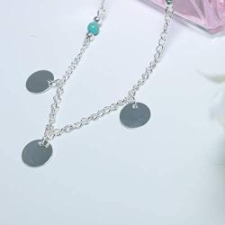 YienDoo Bohemia Necklace with Sequin Turquoise Bead Pendant Fashion Simple Choker Chain Jewelry for Woman and Girls
