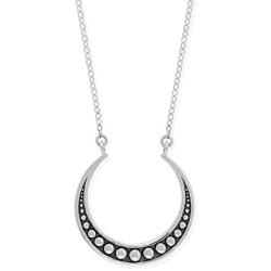 Boma Jewelry Sterling Silver Bohemian Crescent Moon Horn Necklace, 18 Inches