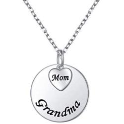 DAOCHONG S925 Sterling Silver Mom Grandma Necklace Pendant from Granddaughter Grandson